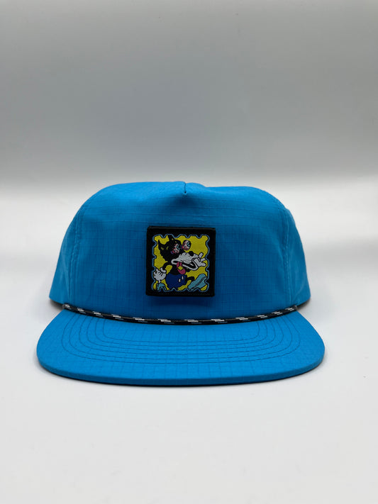 dire wolf patch nylon rope hat blue